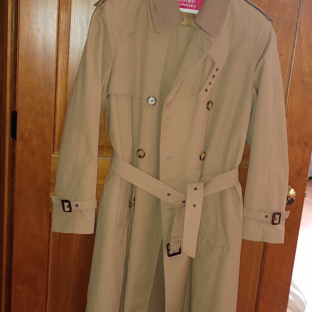 Men’s Khaki Trench Coat 40L Removable Liner Rain Repellent